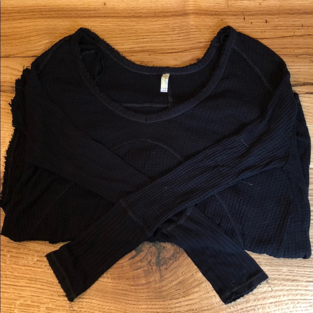 Free People Waffle Scoop-neck Thermal Tee
